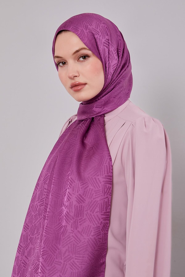 LevidorFuşya Çubuk Desen Jakarlı Janjan Şal