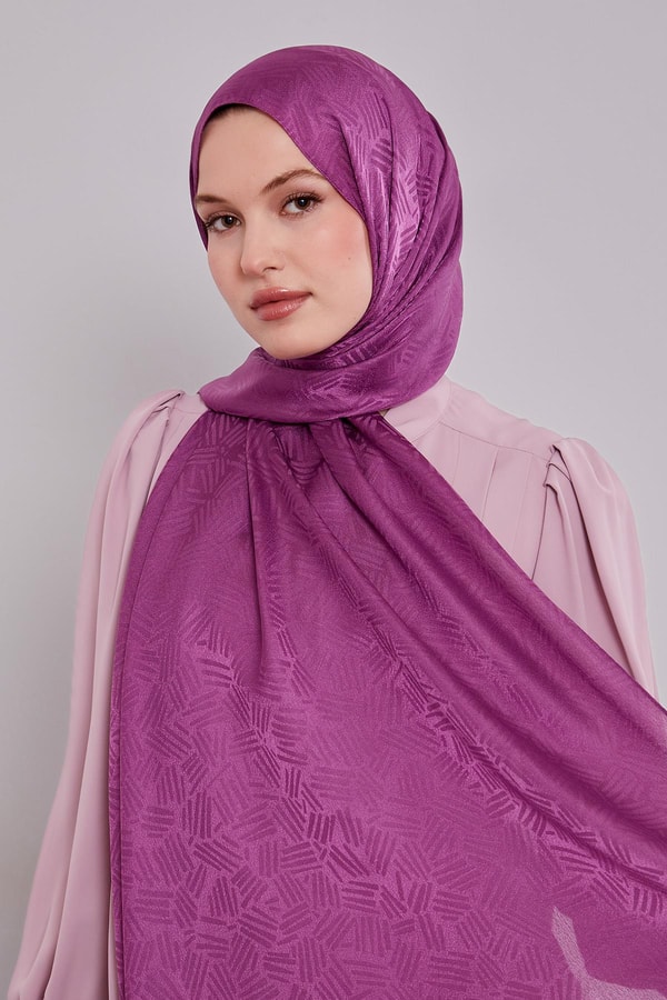LevidorFuşya Çubuk Desen Jakarlı Janjan Şal