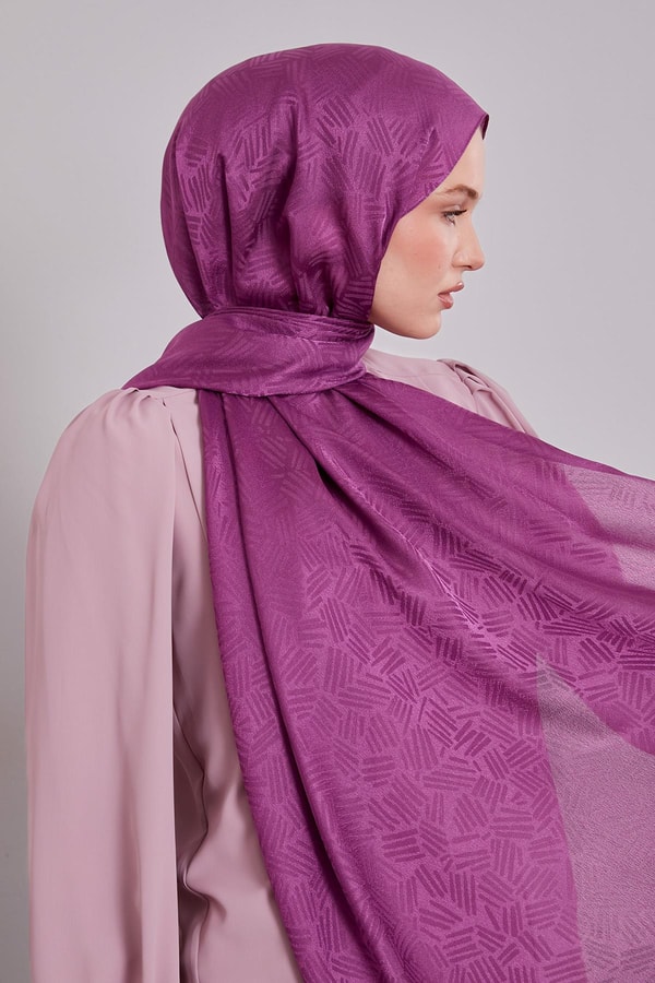 LevidorFuşya Çubuk Desen Jakarlı Janjan Şal