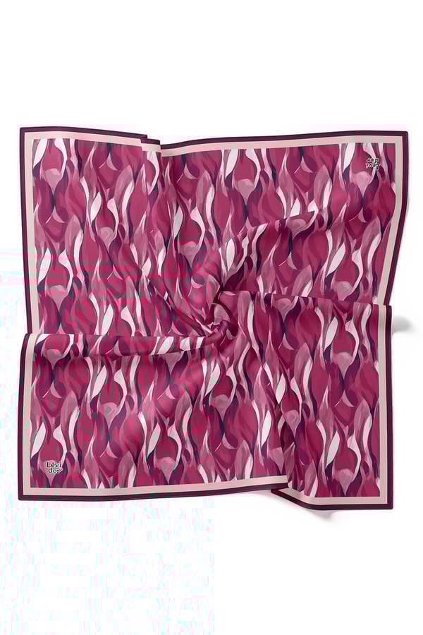LevidorFuşya Ebruli Desen Twill İpek Eşarp