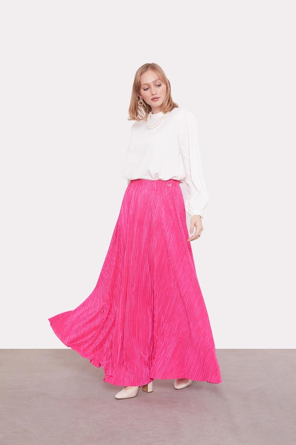 LevidorFuşya Pileli Etek