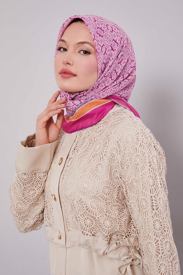LevidorFuşya Puzzle Desen Soft Eşarp