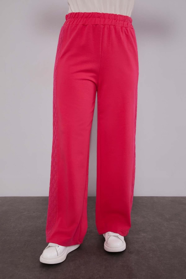 LevidorFuşya Şerit Dantel Detaylı Spor Takım