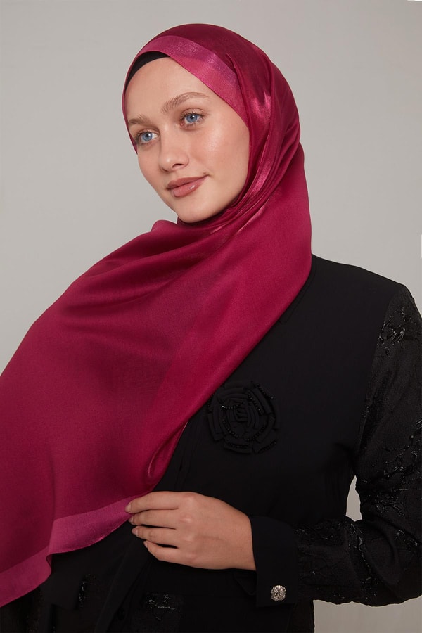 LevidorFuşya Şerit Desen Kehribar Şal