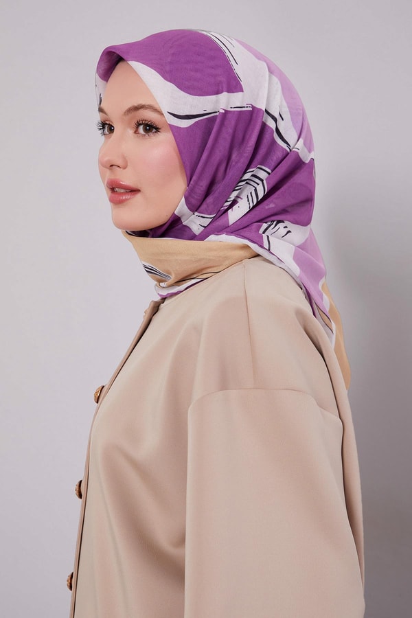 LevidorFuşya Soyut Desen Soft Eşarp