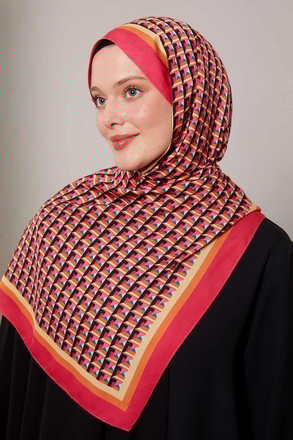 LevidorFuşya Üç Boyut Desen Club Şal