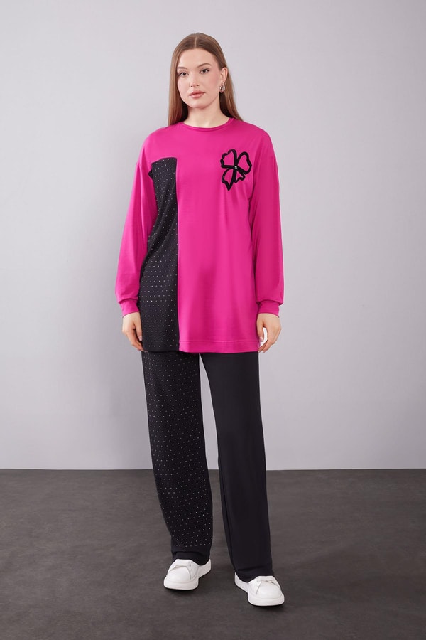 LevidorFuşya Yonca Desen Detaylı İkili Takım