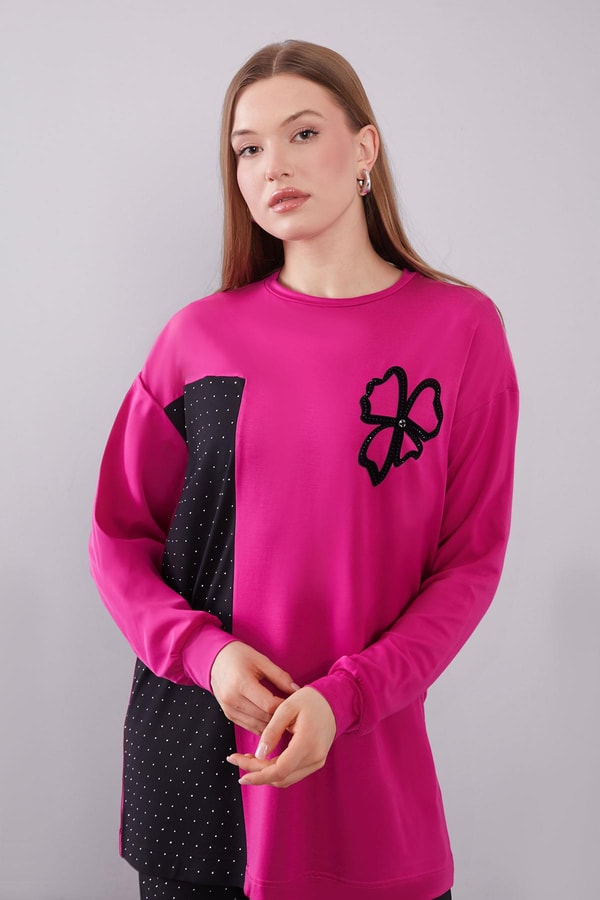 LevidorFuşya Yonca Desen Detaylı İkili Takım