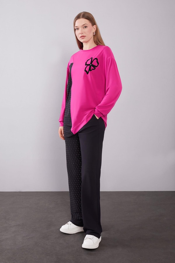 LevidorFuşya Yonca Desen Detaylı İkili Takım