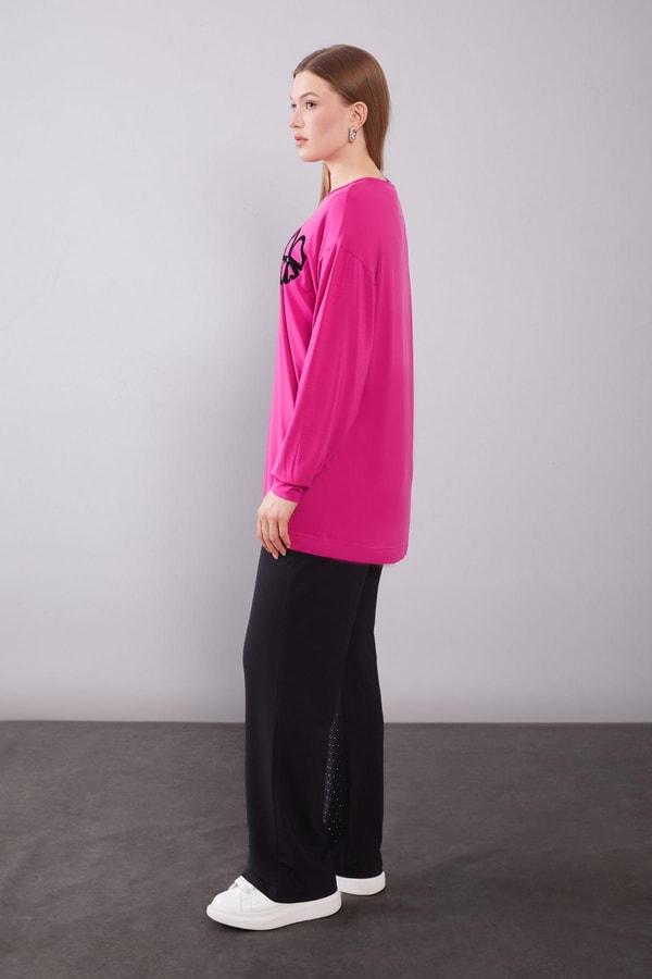 LevidorFuşya Yonca Desen Detaylı İkili Takım