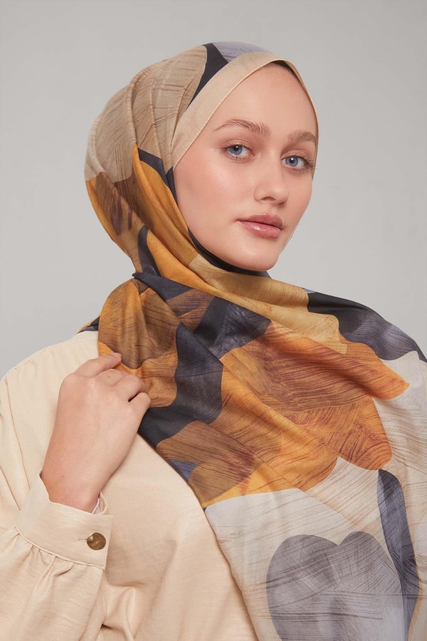 Levidorgold-füme Çiçek Desen Sport Şal