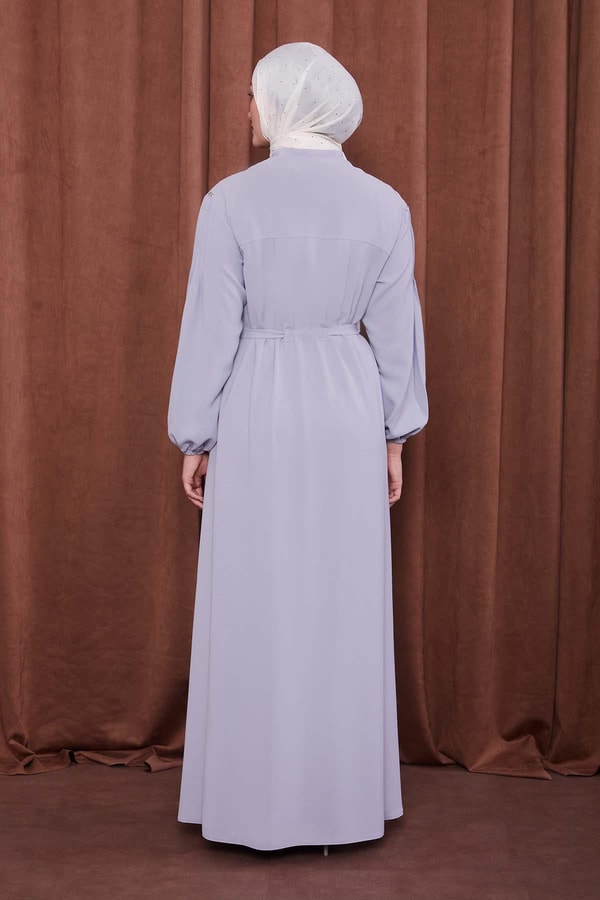 LevidorGri Bağlama Detaylı Ferace