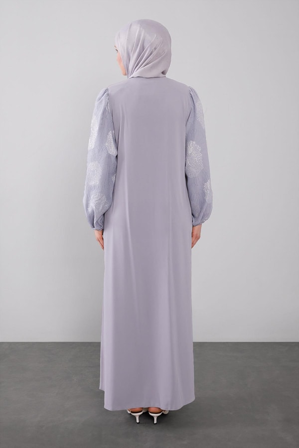 LevidorGri Balon Kol İşleme Detaylı Ferace