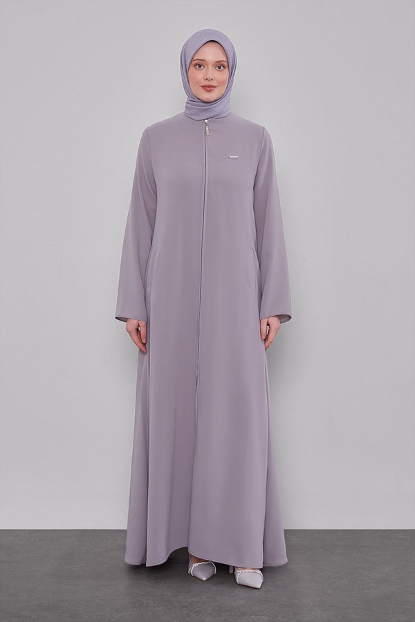 LevidorGri Bisiklet Yaka Fermuarlı Ferace