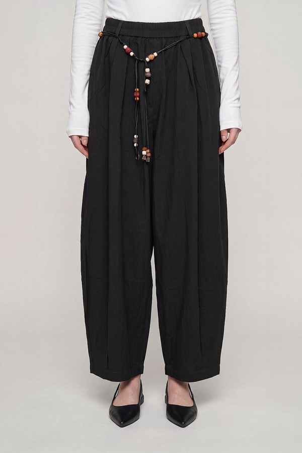 LevidorGri Boncuk Kemerli Şalvar Model Pantolon
