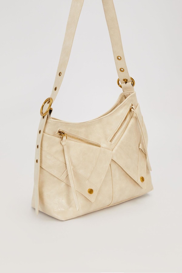 LevidorGri Çapraz Fermuar Detaylı Omuz Çantası