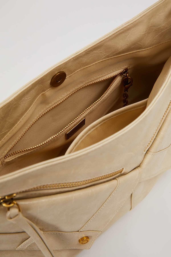 LevidorGri Çapraz Fermuar Detaylı Omuz Çantası