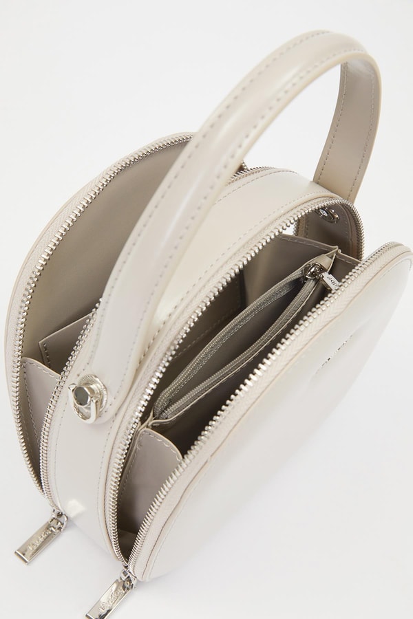 LevidorGri Çift Fermuarlı Omuz Çantası