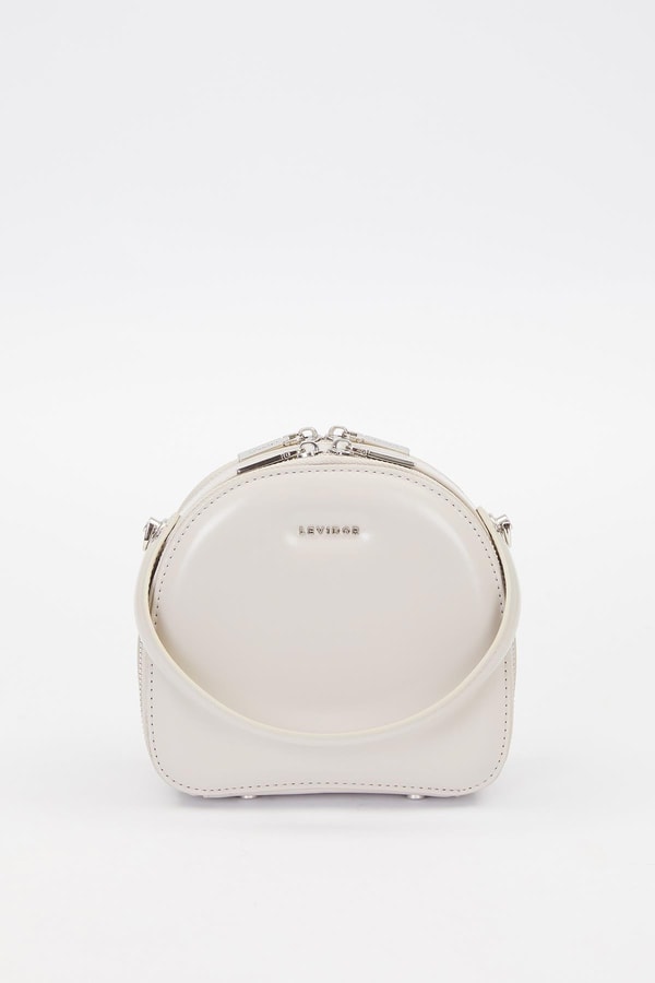 LevidorGri Çift Fermuarlı Omuz Çantası