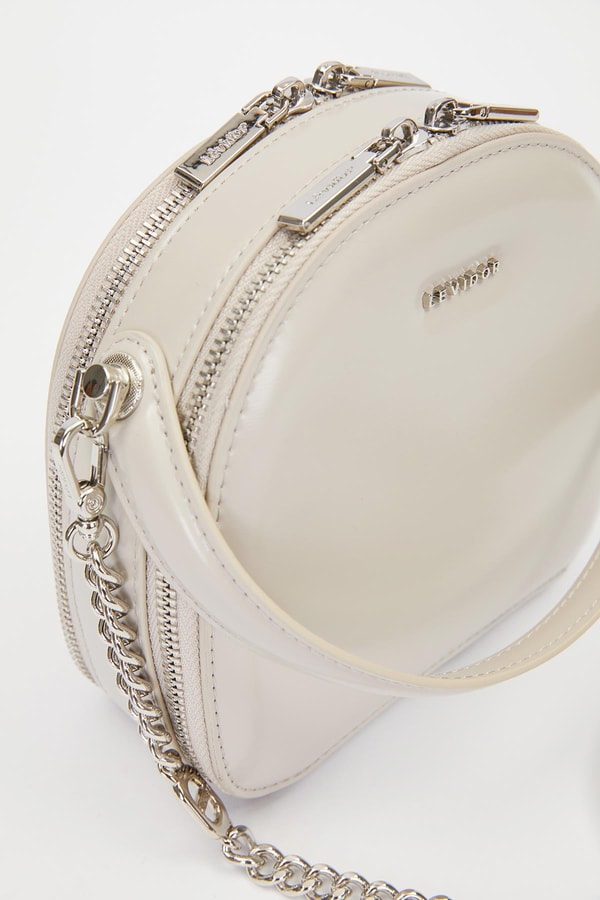 LevidorGri Çift Fermuarlı Omuz Çantası