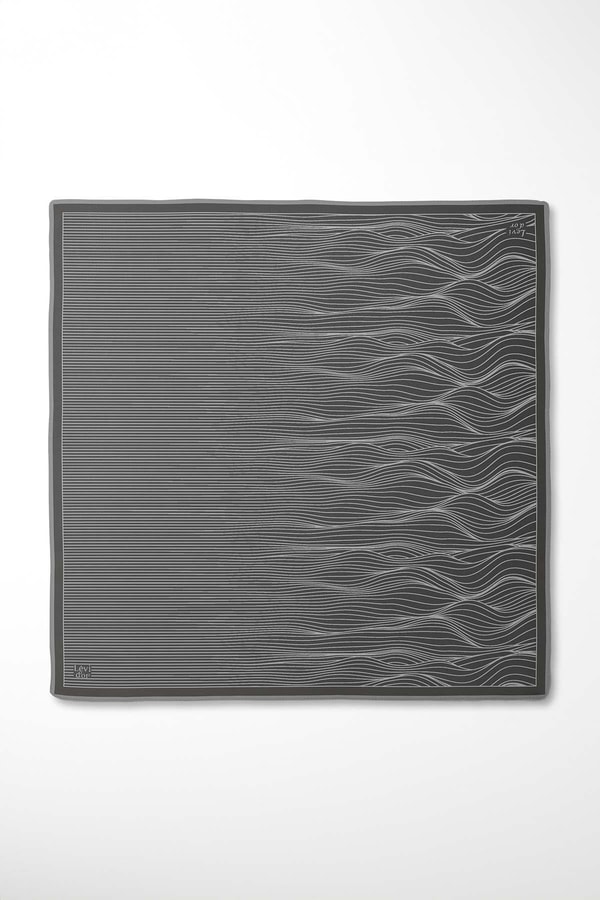 LevidorGri Çizgi Desen Twill İpek Eşarp