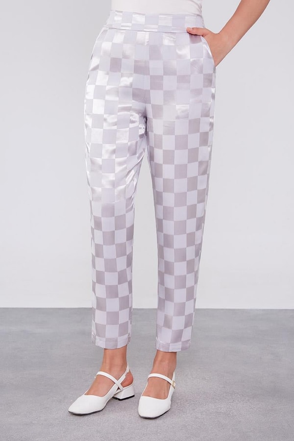 LevidorGri Dama Desen Jakalı İkili Takım