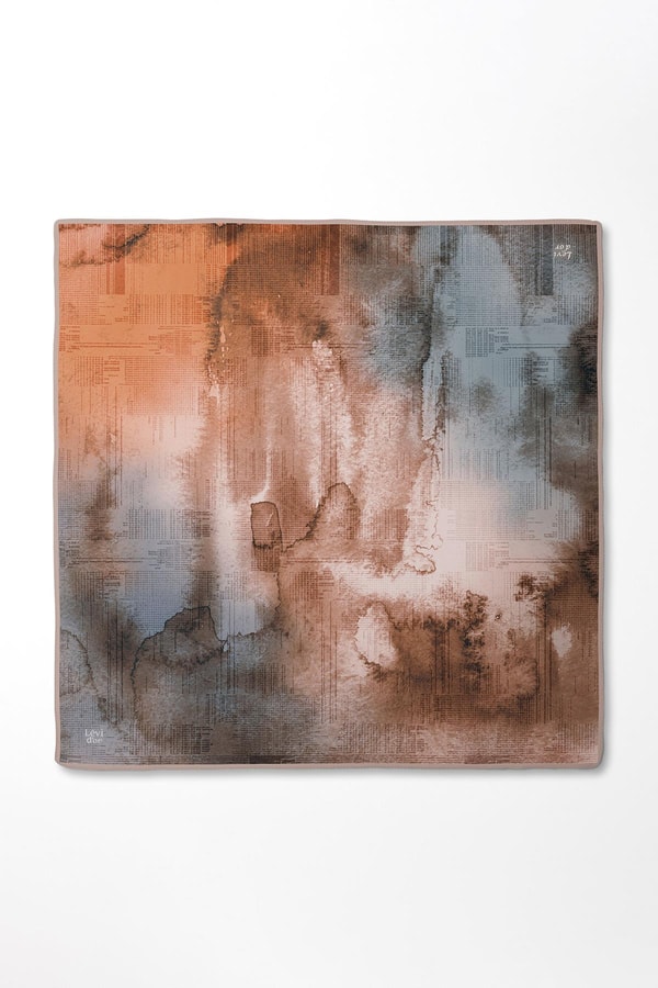 LevidorGri Desenli Twill İpek Eşarp