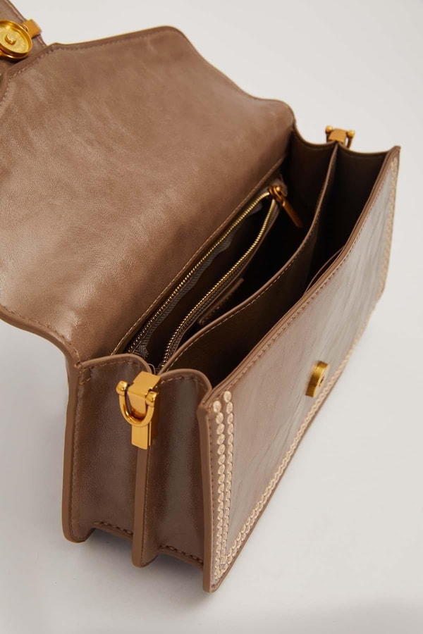 LevidorGri Dikişli Logo Detay Omuz Çantası