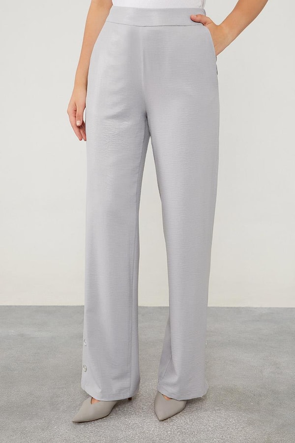 LevidorGri Düğme Detaylı Bisiklet Yaka İkili Takım