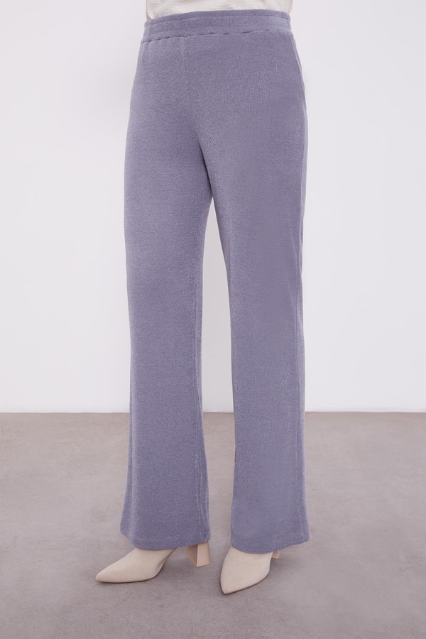 LevidorGri Düğme Detaylı Pantolonlu Tunik Takım