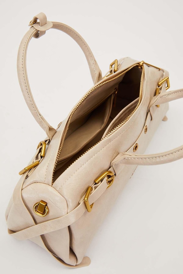 LevidorGri Eskitme Aksesuarlı El Çantası