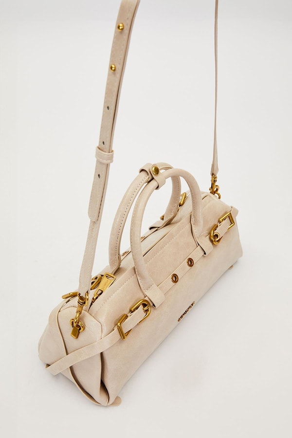 LevidorGri Eskitme Aksesuarlı El Çantası