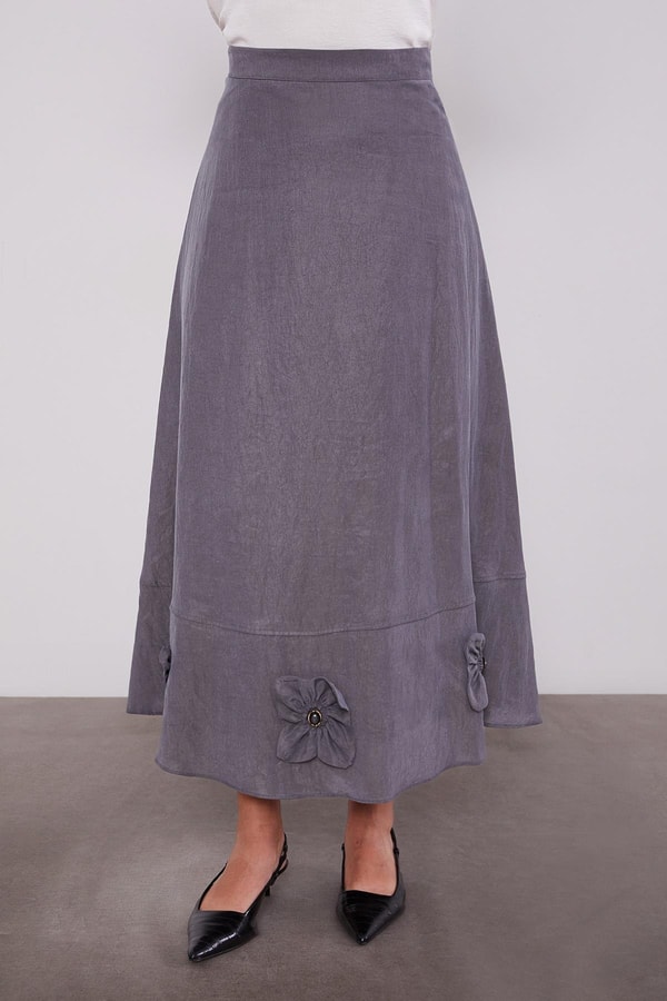 LevidorGri Gül Detaylı Cupra Etekli Takım