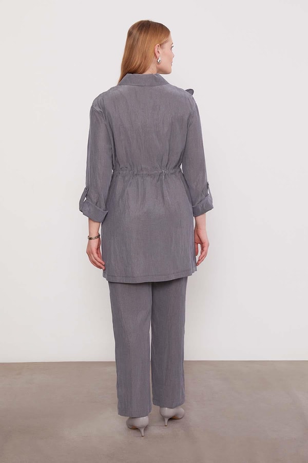 LevidorGri İşleme Omuz Detaylı Cupra İkili Takım