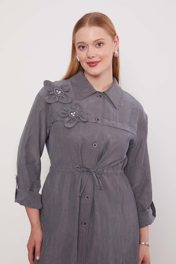 LevidorGri İşleme Omuz Detaylı Cupra İkili Takım