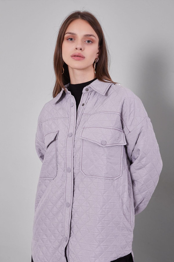 LevidorGri Kapitone Desen Ceket