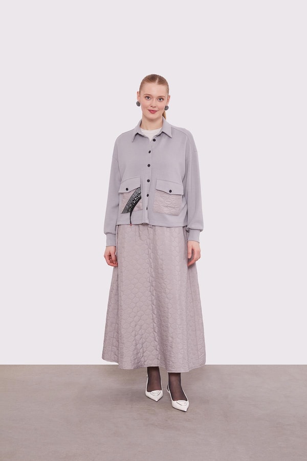 LevidorGri Kapitone Etekli Takım