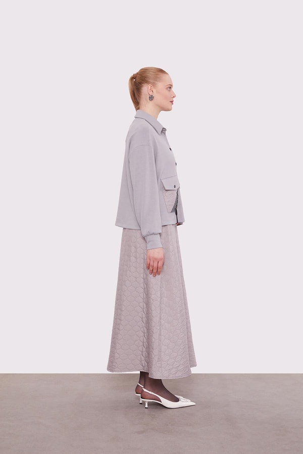 LevidorGri Kapitone Etekli Takım