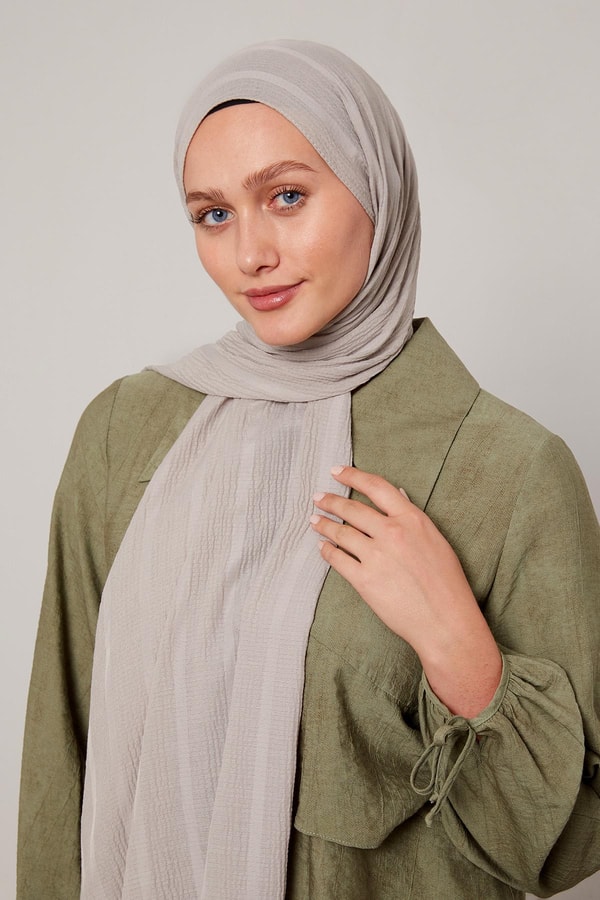 LevidorGri Kendinden Dokulu Natural Line Şal