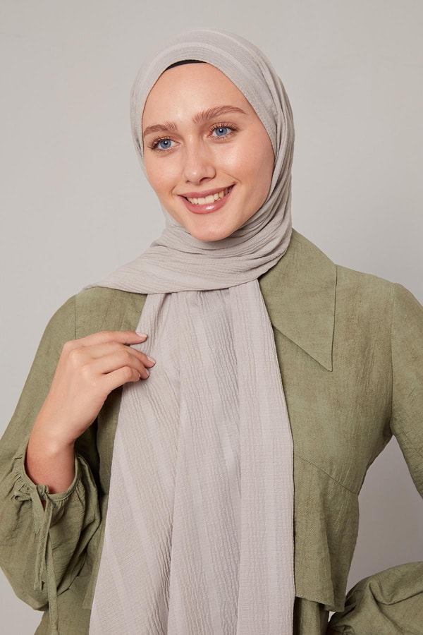 LevidorGri Kendinden Dokulu Natural Line Şal