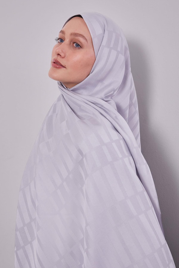 LevidorGri Kesik Çizgili Blue Jakar Şal