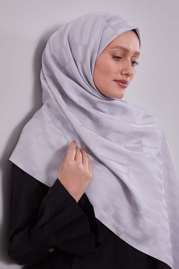 LevidorGri Kesik Çizgili Blue Jakar Şal