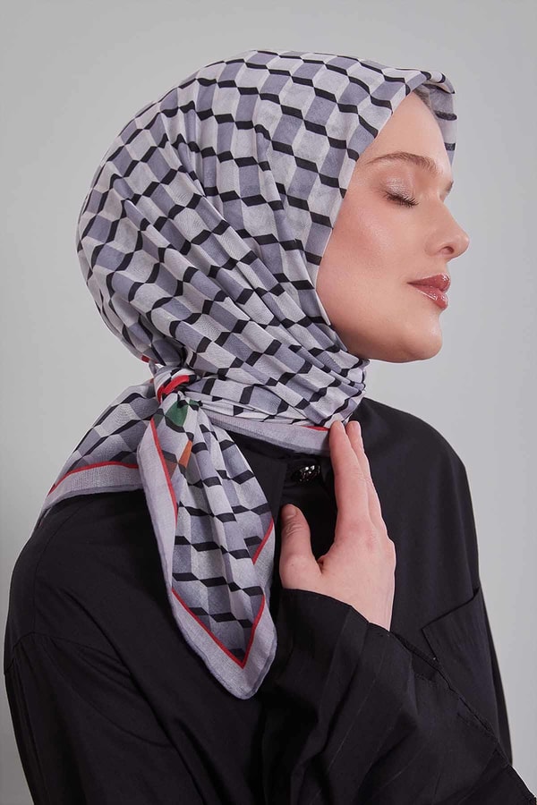 LevidorGri Küp Desen Soft Eşarp