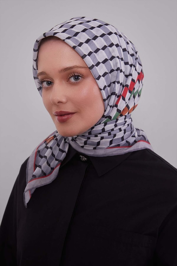 LevidorGri Küp Desen Soft Eşarp