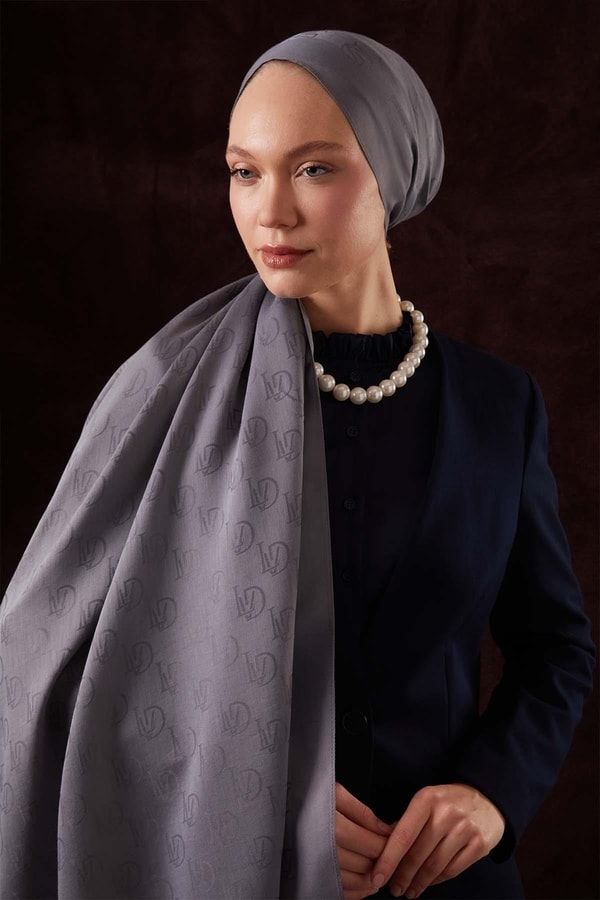 LevidorGri LVD Baskılı Naia Jakar Şal