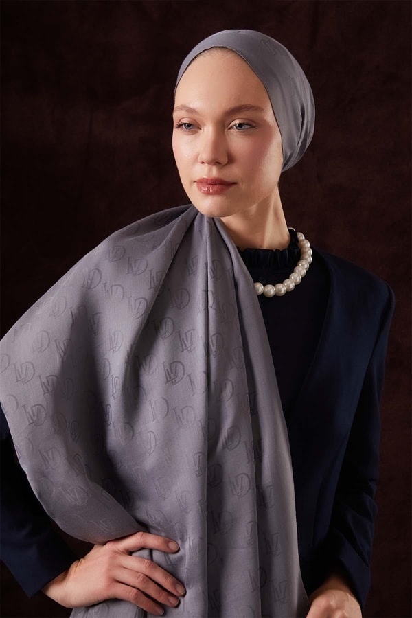 LevidorGri LVD Baskılı Naia Jakar Şal