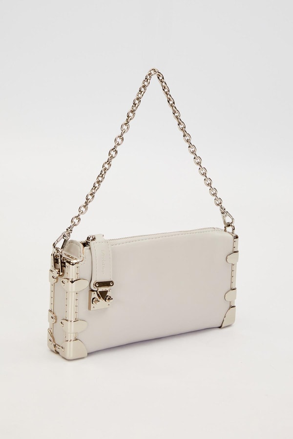 LevidorGri Metal Köşeli Omuz Çantası