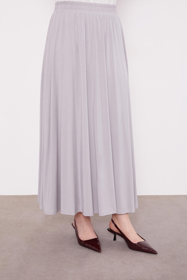 LevidorGri Omuz Düğme Detaylı Etek Takım