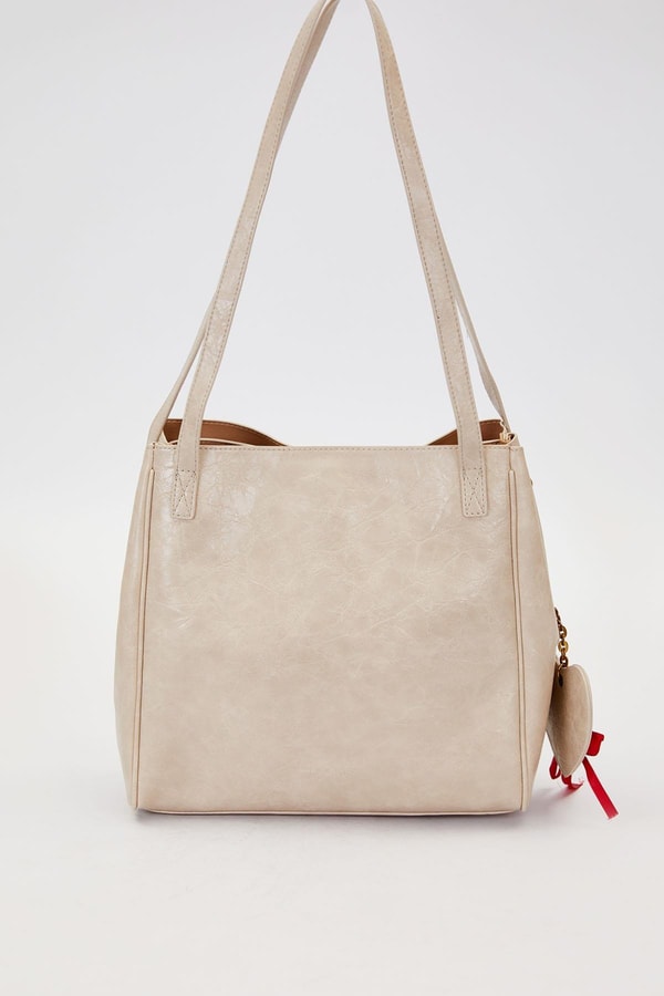 LevidorGri Örgü Aksesuar Detaylı Omuz Çantası