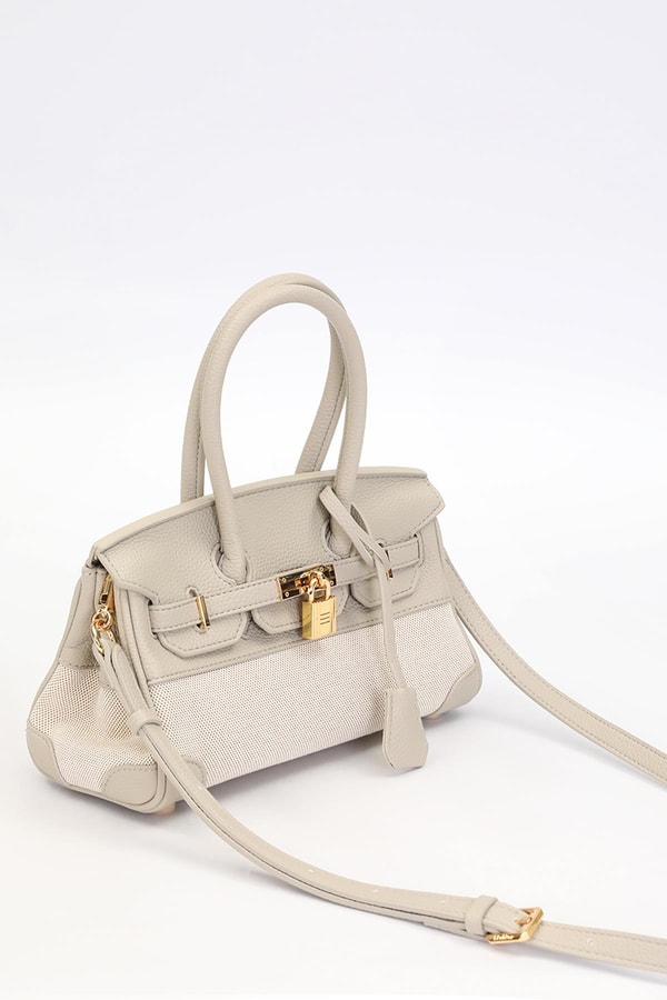 LevidorGri Oval Kilit Detay El Çantası